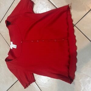 H&M Vibrant Red Button-Down Ribbed Top